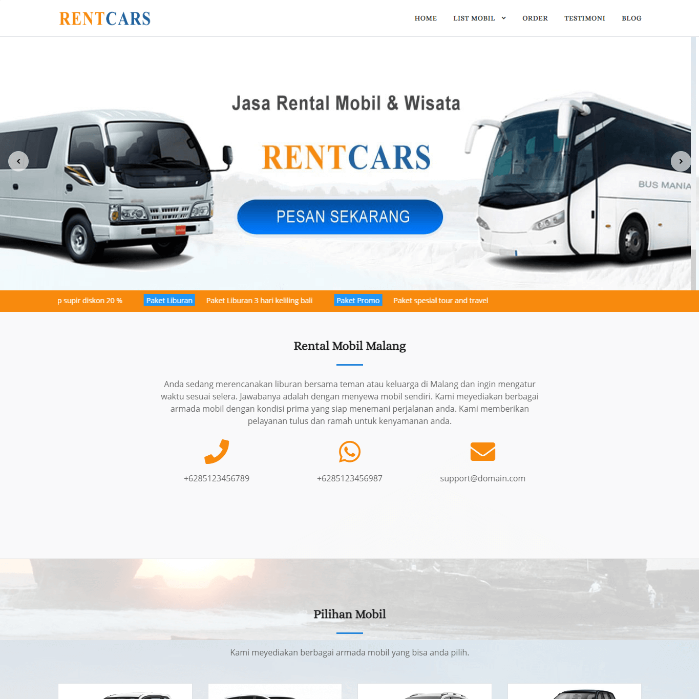 Jasa buat website Rental Mobil